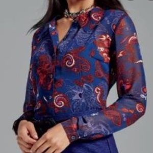 CAbi Paisley Sheer Blouse
